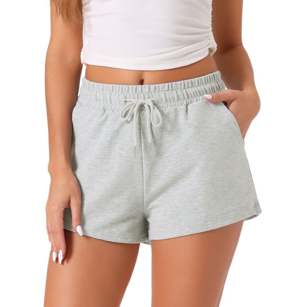 Soft Stretch Drawstring with Pockets Sleepwear Lounge Shorts Silver Gray